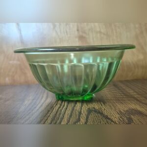 Vintage Green Uranium Depression Glass Bowl